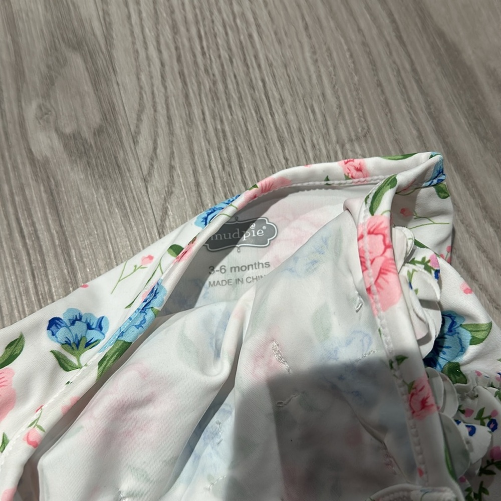 Mudpie‎ baby 3-6 month one piece floral halter bathing suit - Picture 2 of 5